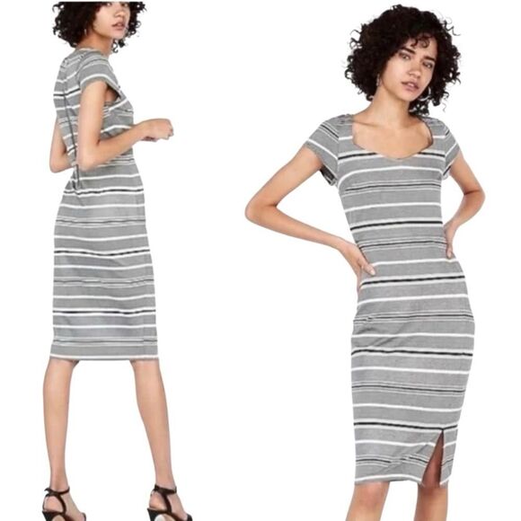 Express Black and White Striped Sheath Dress Size Medium - Picture 4 of 16